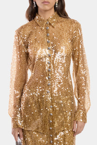 Chemise manches longues à paillettes  - Amber