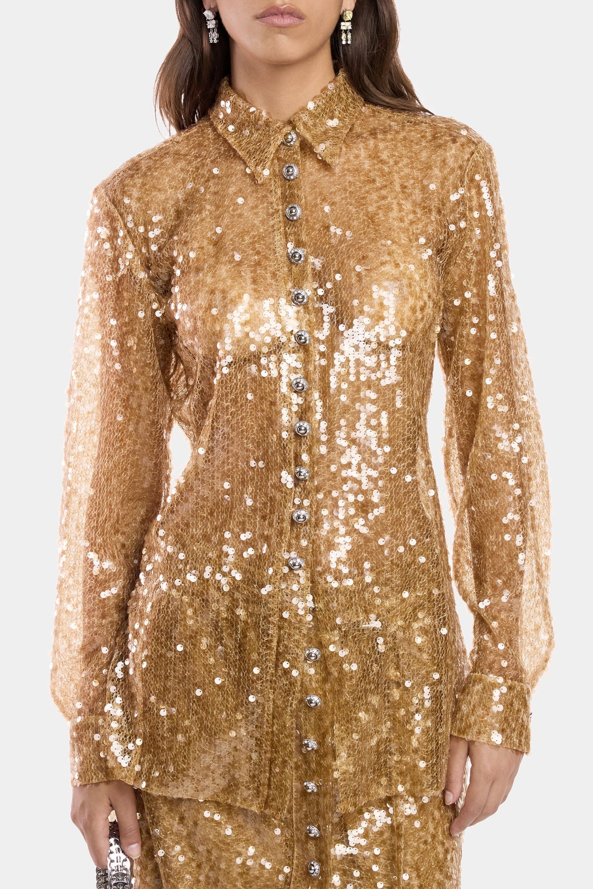 Chemise manches longues à paillettes  - Amber