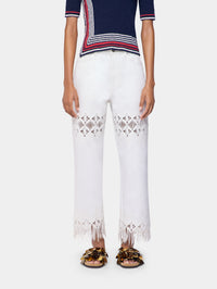 Trousers in denim with embroidery details