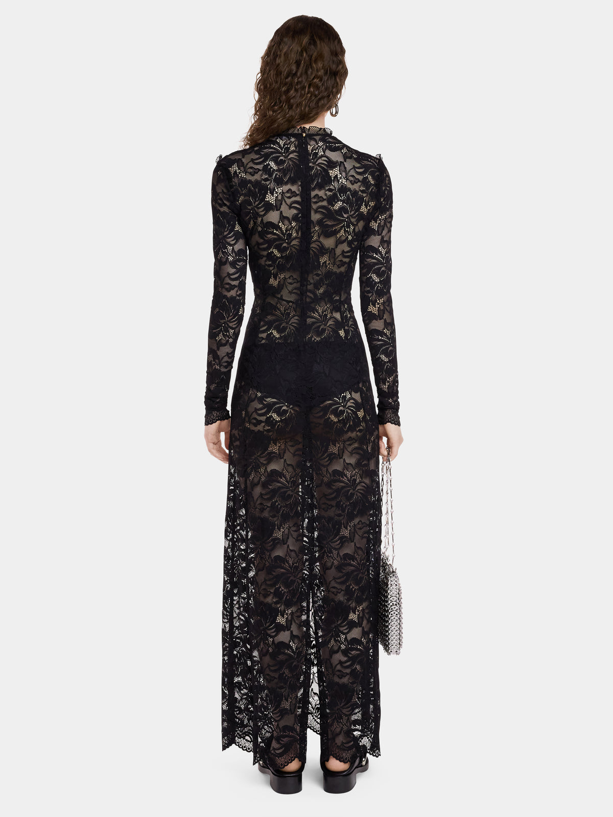 Black long dress in lace
