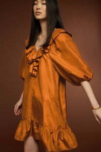 ORANGE _ Robe Mademoiselle en soie - Orange