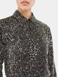 Shirt in crepe with sequin embroidery details