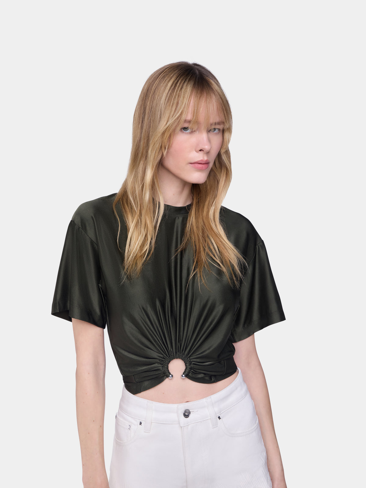 Cropped t-shirt in jersey