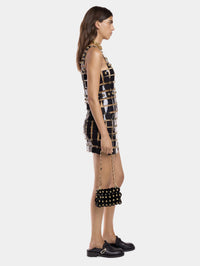 SHORT DRESS IN RHODOID ASSEMBLY