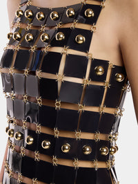 SHORT DRESS IN RHODOID ASSEMBLY