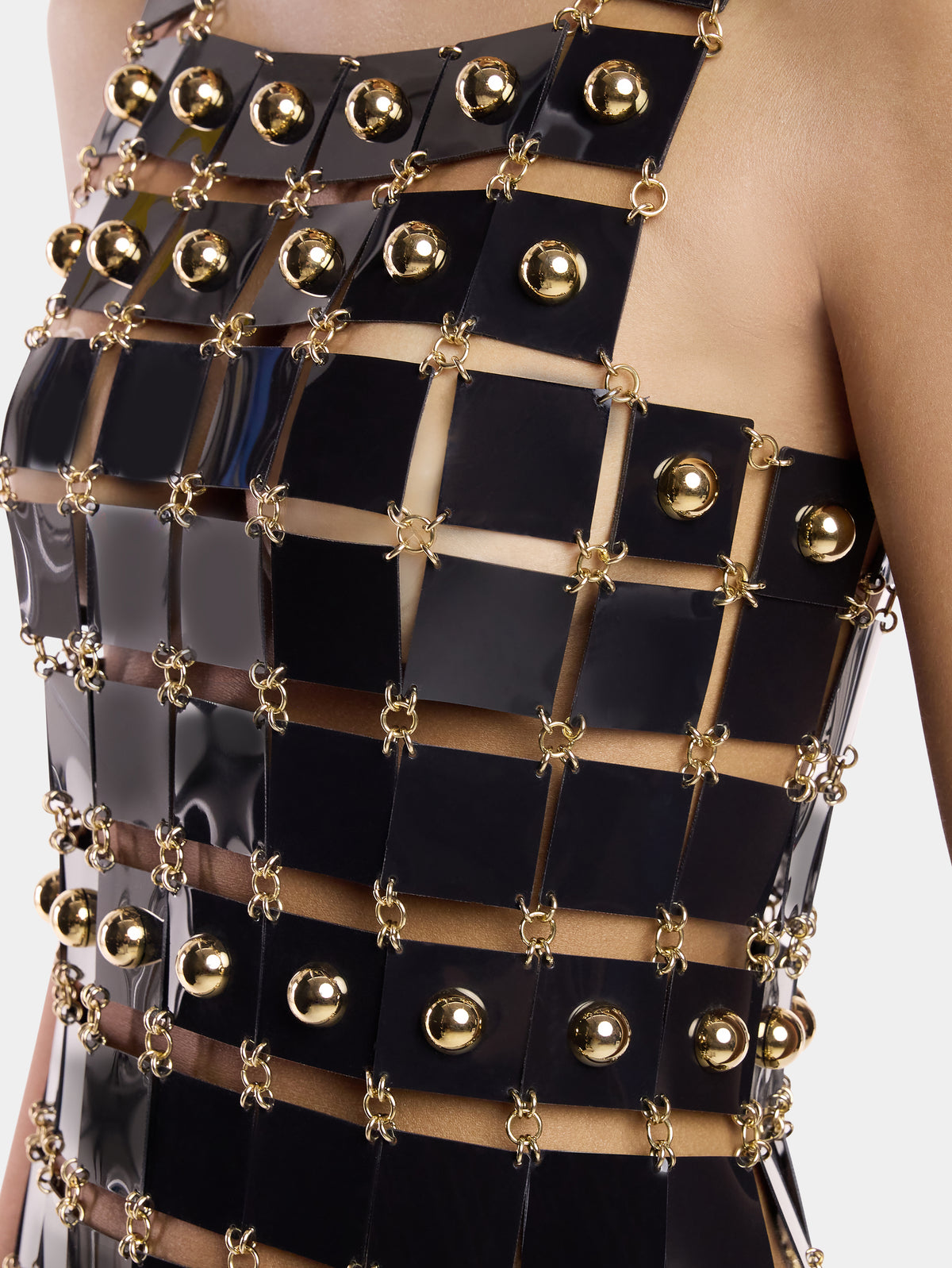 SHORT DRESS IN RHODOID ASSEMBLY