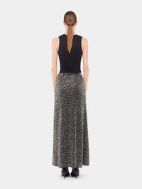 Long skirt in crepe with sequin embroidery details
