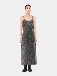 Midi dress in crepe with sequin embroidery details