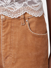 CAMEL FLARED DENIM TROUSERS