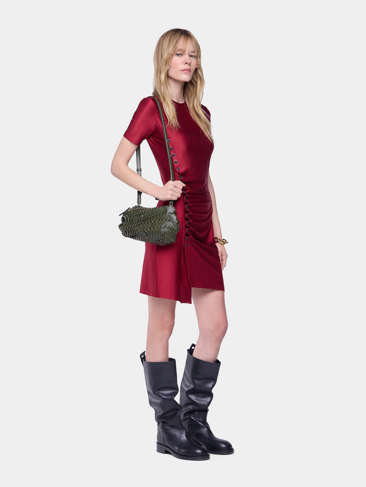 Draped mini dress in jersey