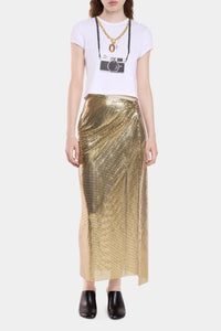 Jupe mi longue en mesh - Gold