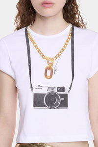 T-shirt court inspiration 70's  - White