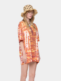 T-shirt mini dress in cotton and sequins