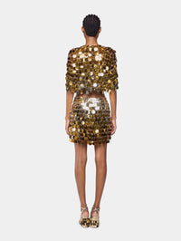 Gold mini skirt in gradient assembly