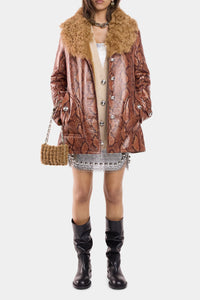 Manteau imprimé en cuir - Rust & Red