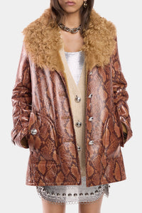 Manteau imprimé en cuir - Rust & Red