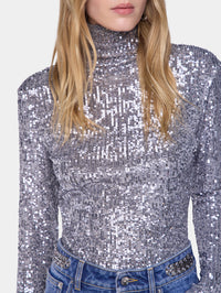 Turtleneck top in sequins