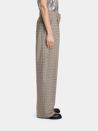 DOUBLE-PLEATED PANTS IN PRINCE OF WALES WOOL