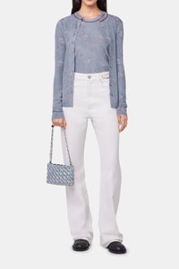 Cardigan brillant à fleurs - Light Blue