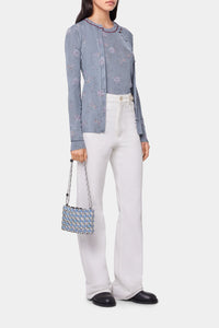 Cardigan brillant à fleurs - Light Blue