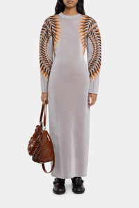 Robe manches longues en laine  - Graphic 70's & Silver