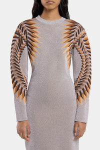 Robe manches longues en laine  - Graphic 70's & Silver