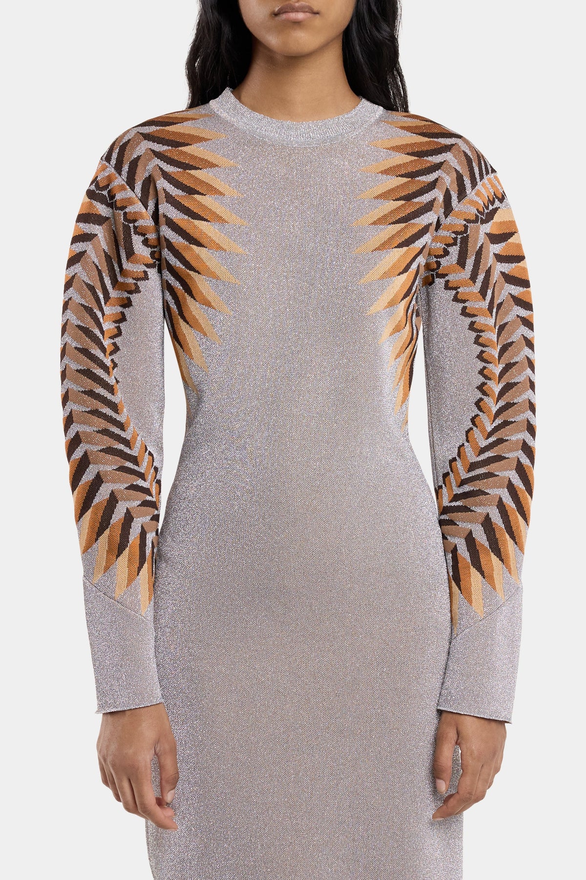Robe manches longues en laine  - Graphic 70's & Silver