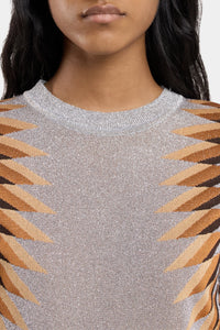 Robe manches longues en laine  - Graphic 70's & Silver