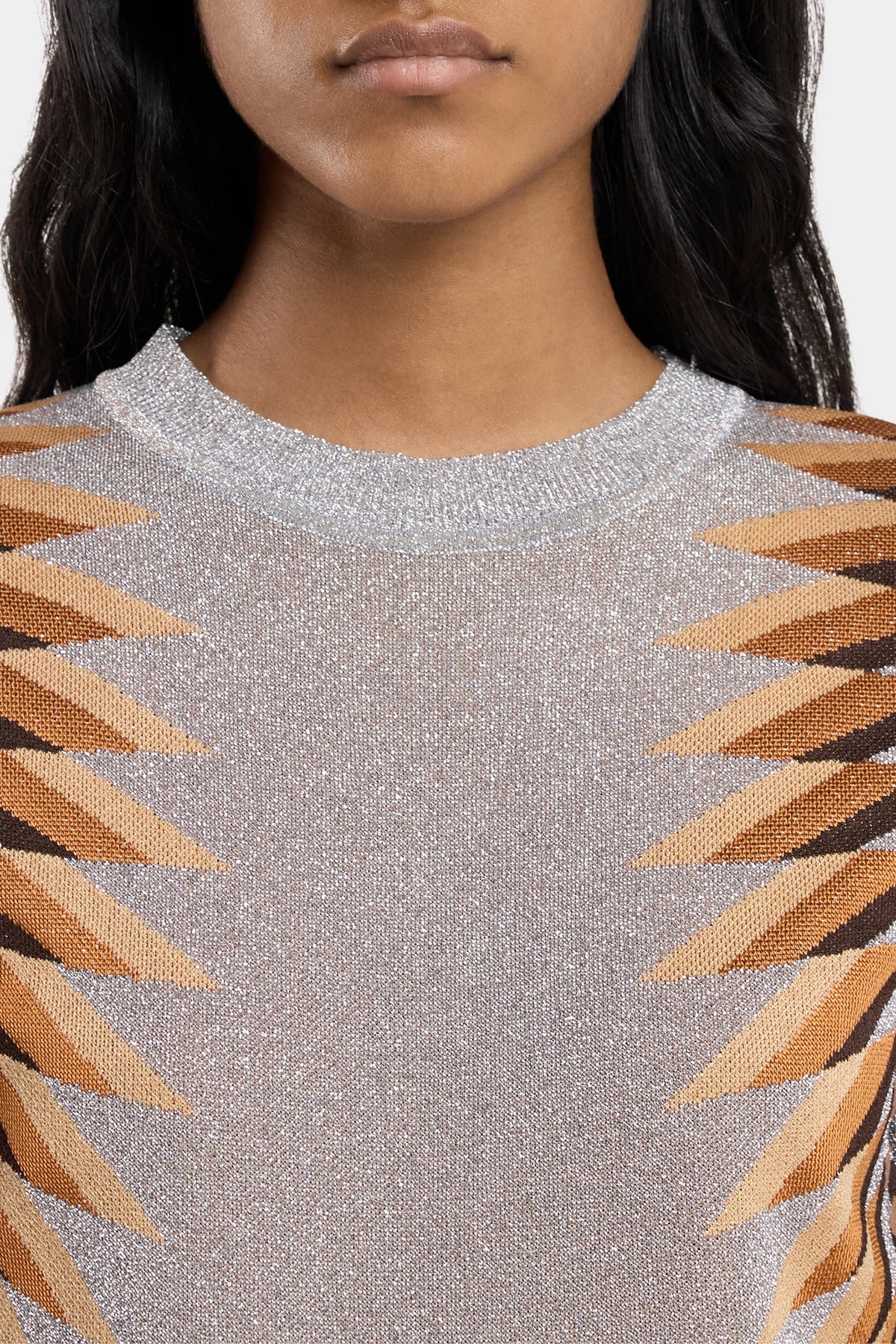 Robe manches longues en laine  - Graphic 70's & Silver