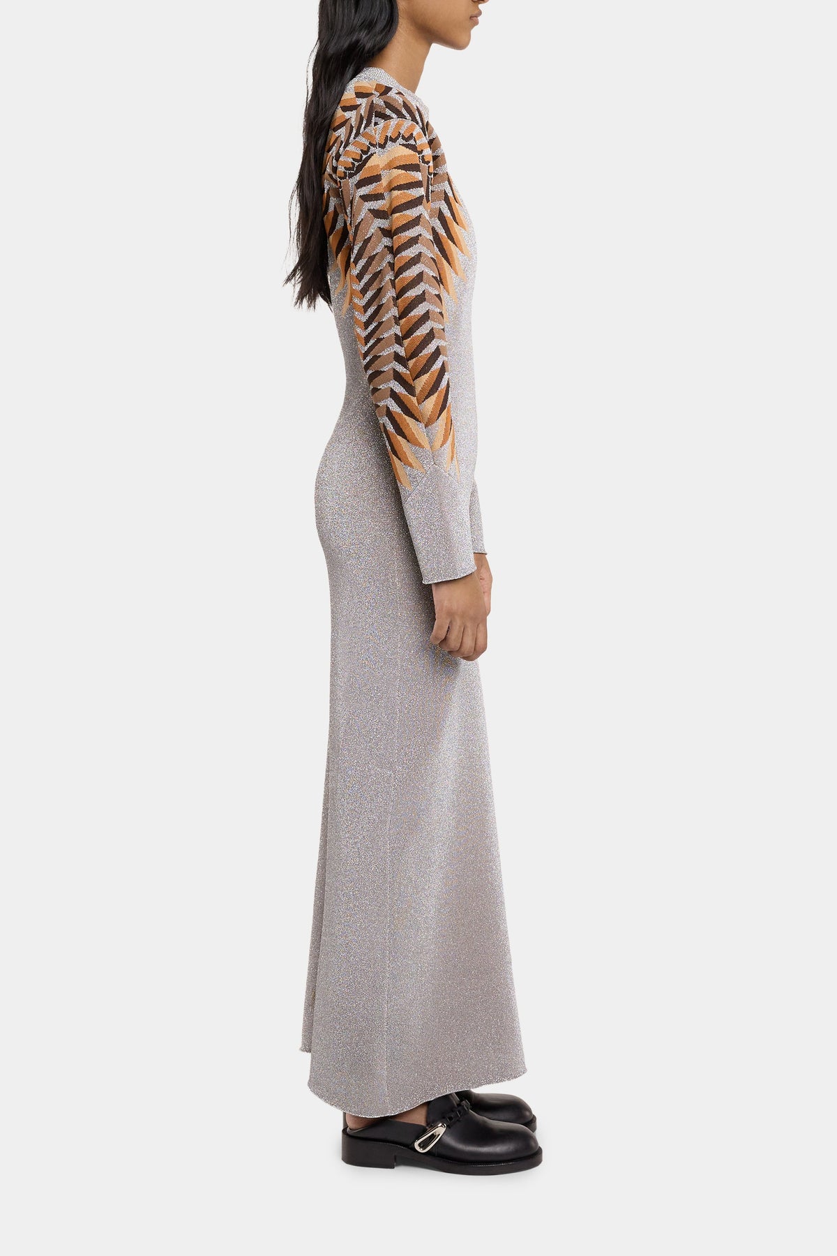 Robe manches longues en laine  - Graphic 70's & Silver