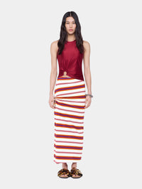 Draped long skirt in jersey