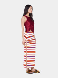 Draped long skirt in jersey