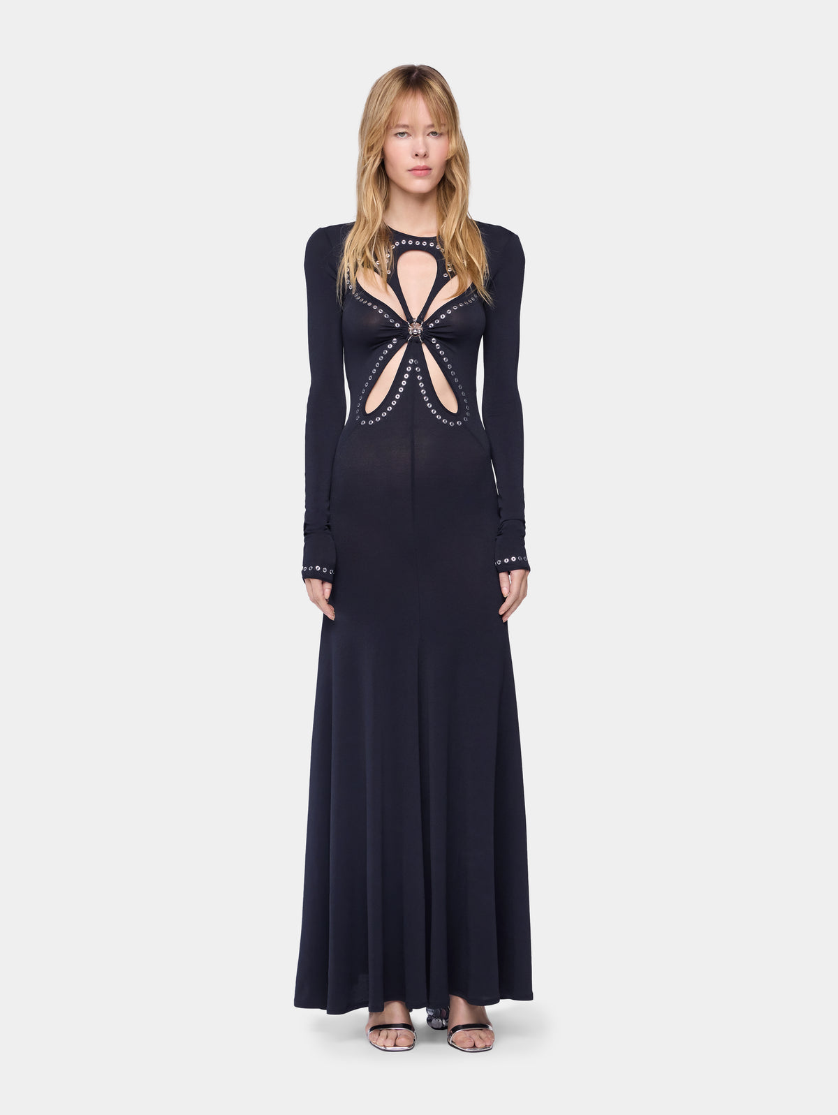Second-skin long dress in jersey