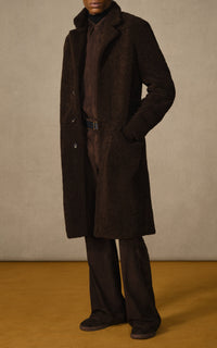 Chocolate / Manteau Teddy en peau lainée - Chocolate