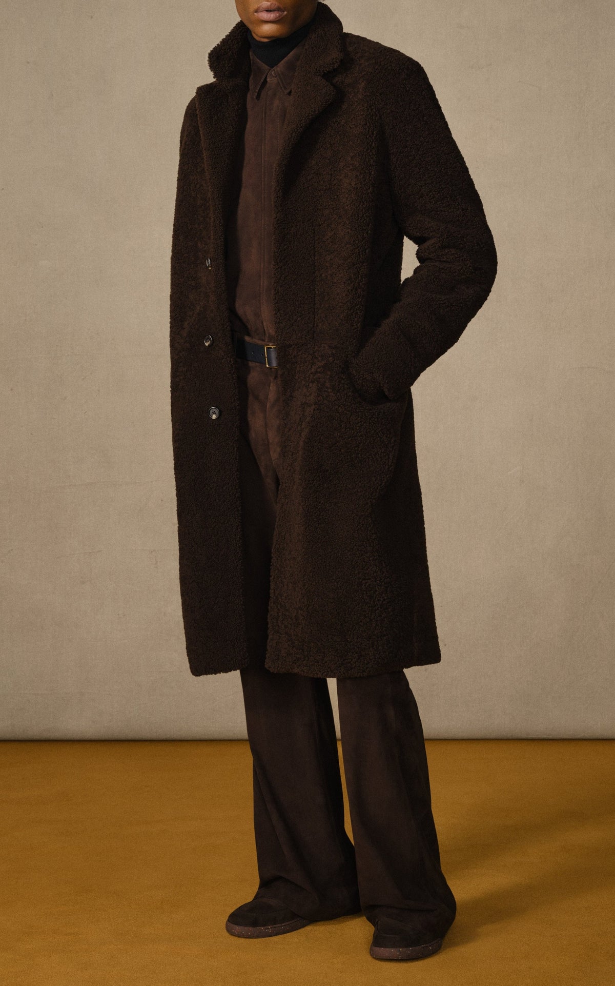 Chocolate / Manteau Teddy en peau lainée - Chocolate
