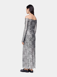 Silver long dress in lace