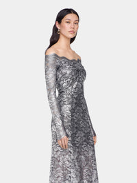 Silver long dress in lace