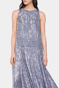 Robe midi à sequins - Silver