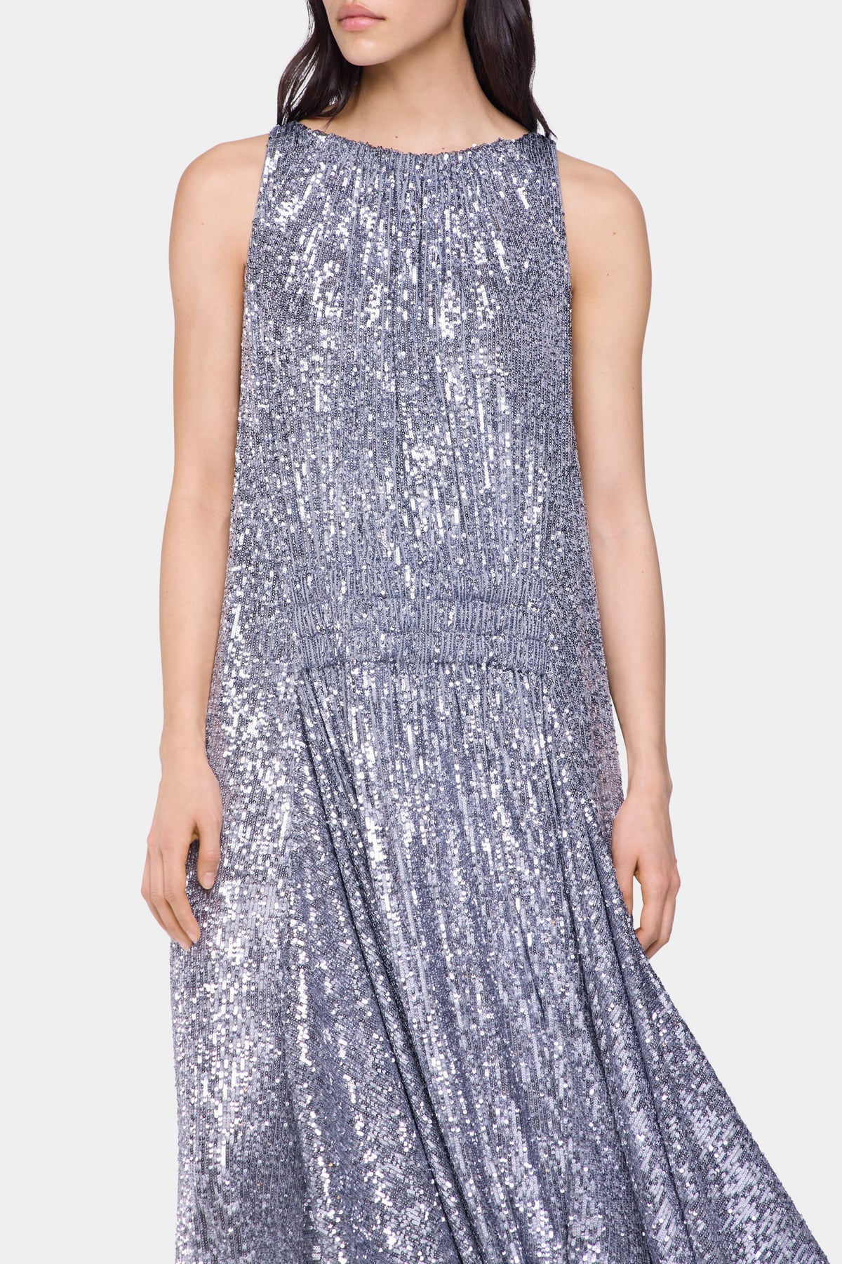 Robe midi à sequins - Silver