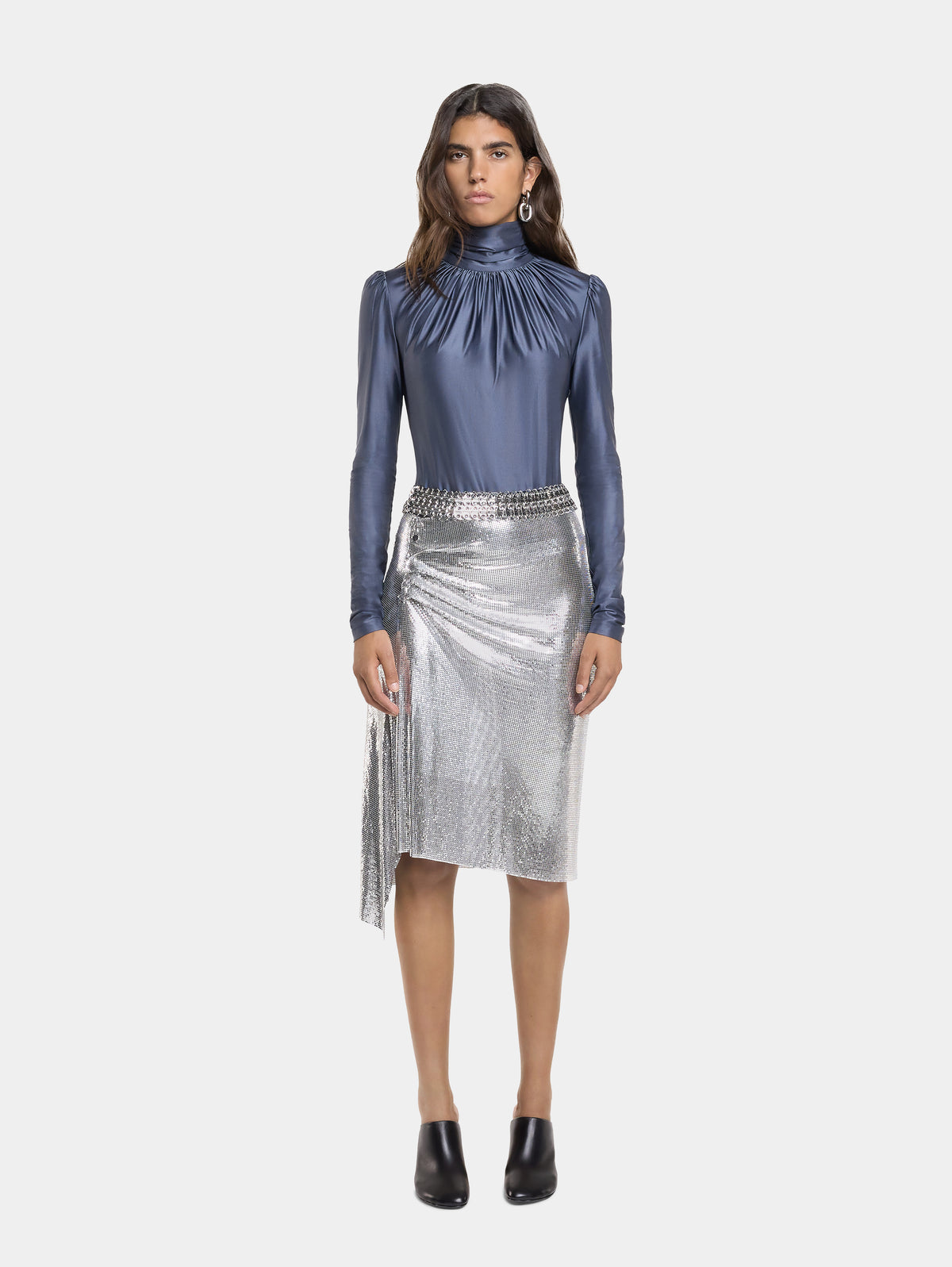 silver draped skirt in chainmail