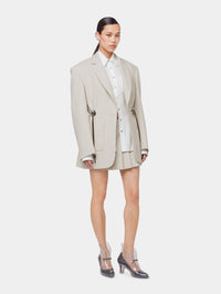 BEIGE BLAZER IN MOTTLED WOOL