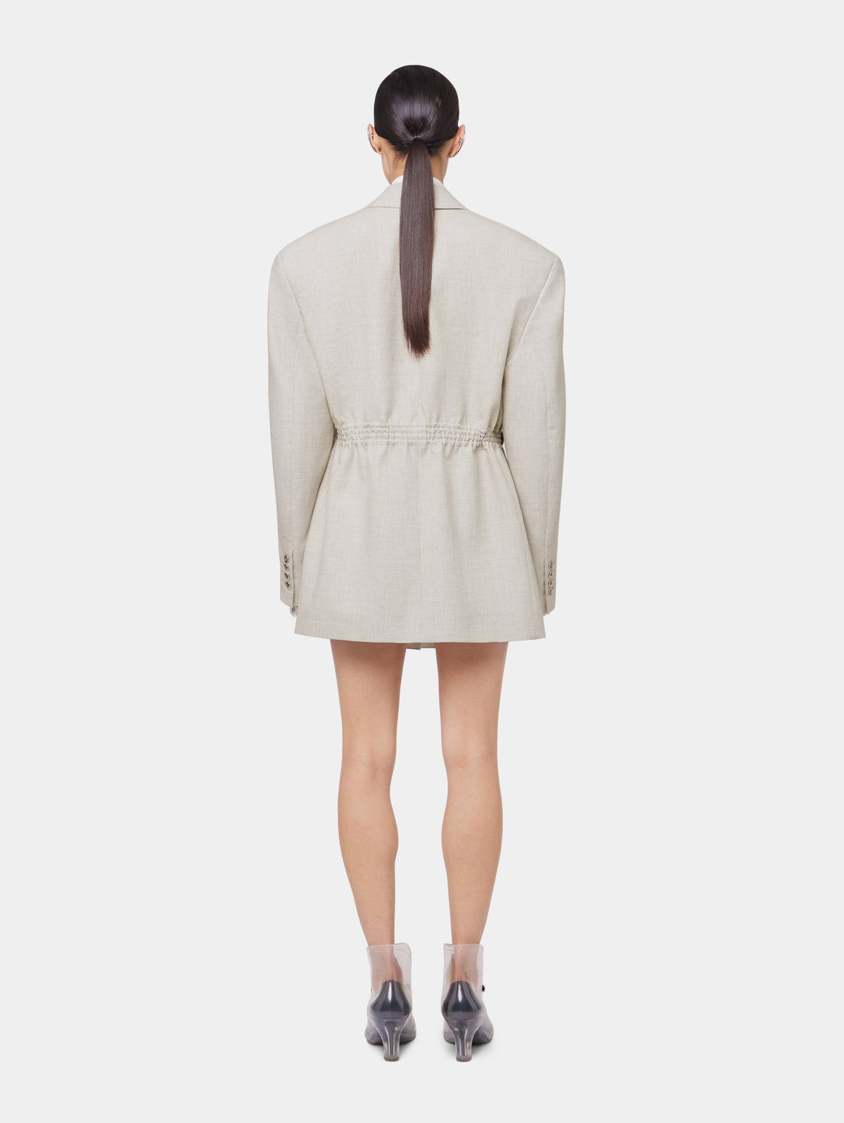 BEIGE BLAZER IN MOTTLED WOOL