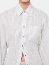 WHITE STRIPED SHIRT IN COTTON POPLIN