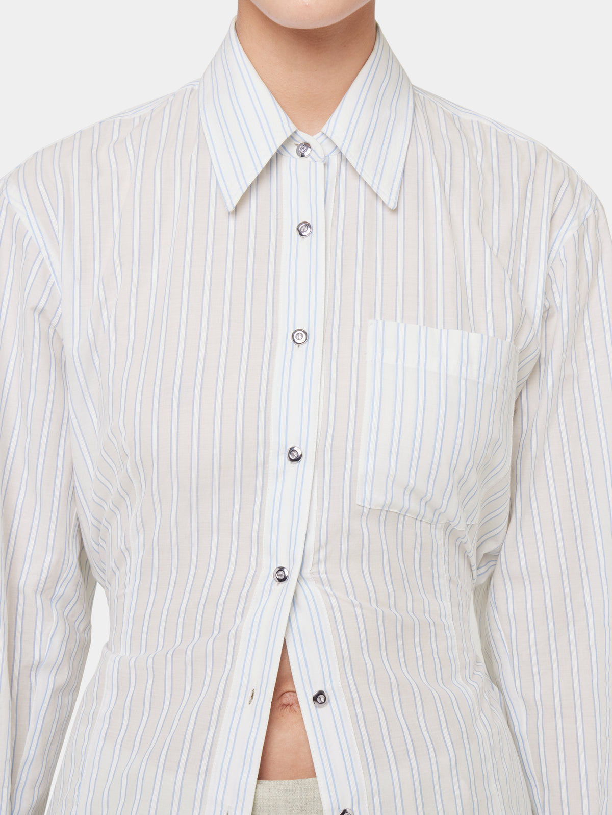 WHITE STRIPED SHIRT IN COTTON POPLIN