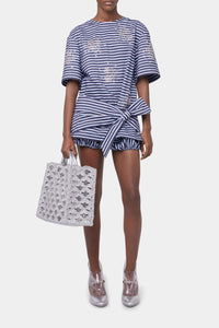 T-shirt do nu oversize à rayures - Stripes Black & Blue