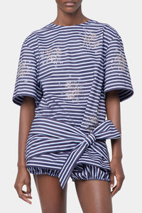 T-shirt do nu oversize à rayures - Stripes Black & Blue