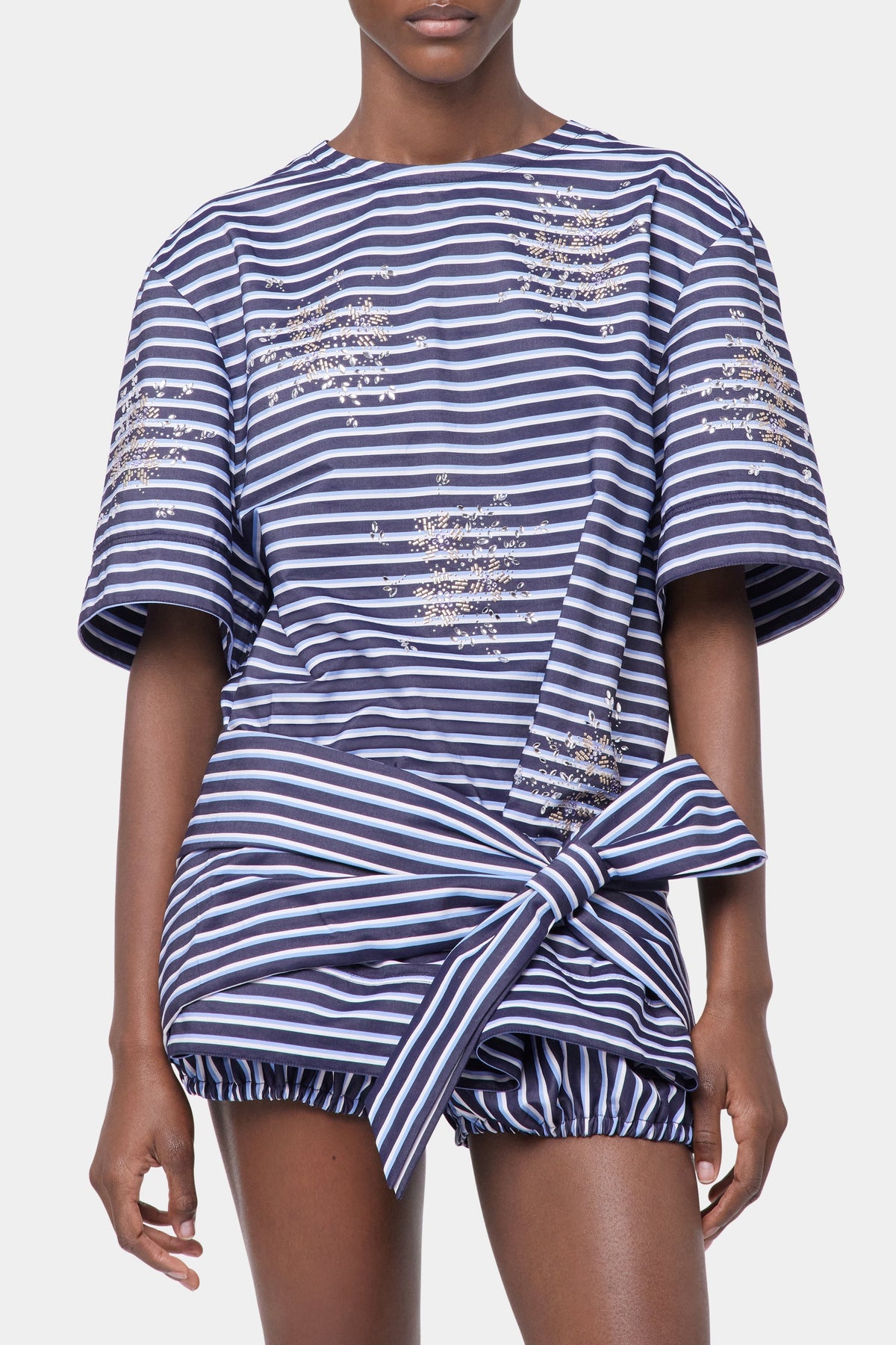 T-shirt do nu oversize à rayures - Stripes Black & Blue