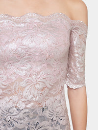 LIGHT PINK TOP IN LACE WITH SILVER INDUCTION