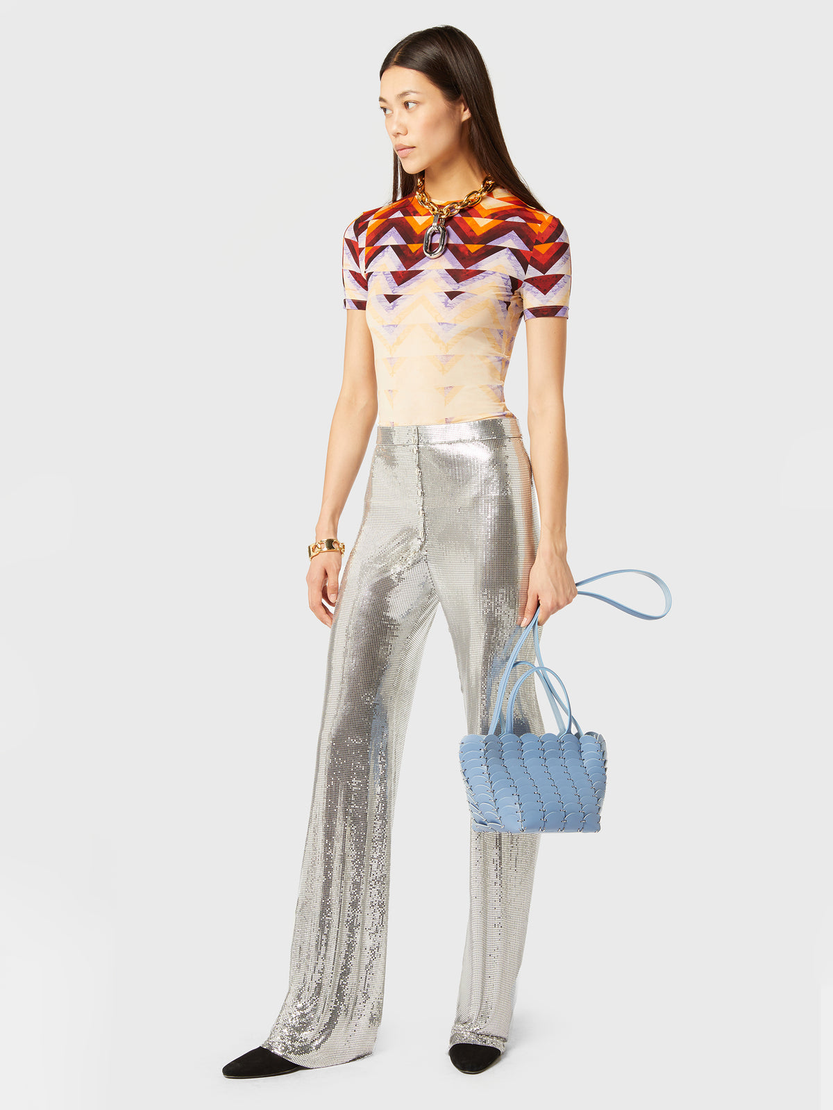 Silver mesh trousers