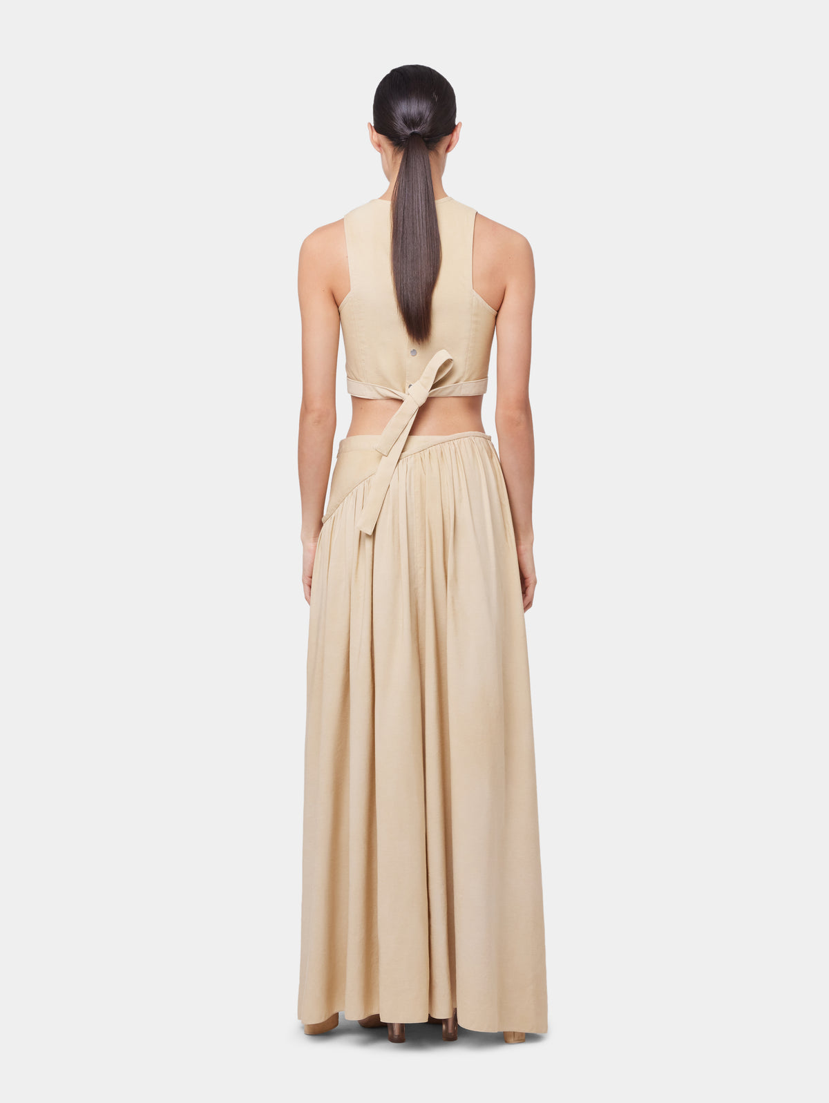OCHRE CROP TOP IN VISCOSE TWILL